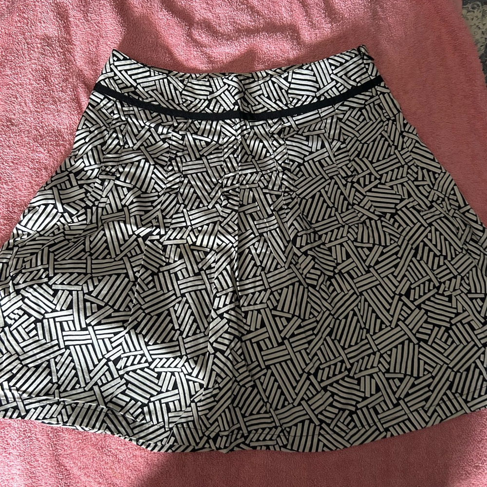 LOFT Black and White A-Line Mini Skirt for Work or Cocktail